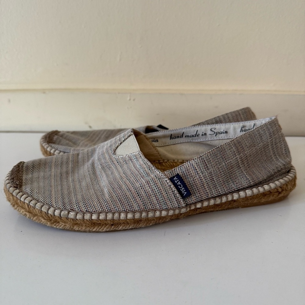 Viscata Barceloneta Espadrille Flats taupe Beige Canvas Slip On ShoeSize 39 / 8